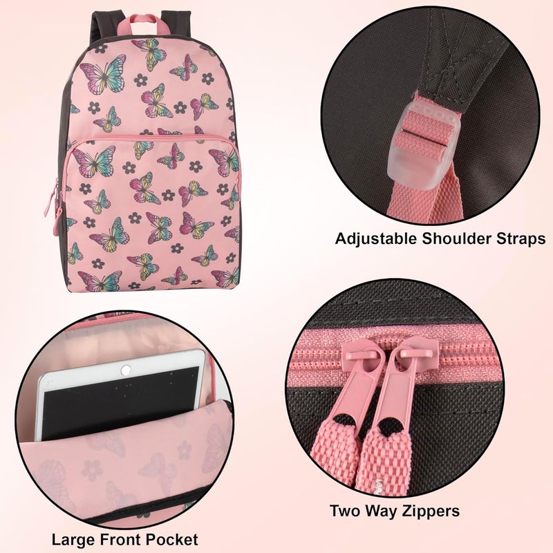 Trailmaker Fun School Backpack for Elementary Middle School Girls and Boys | 17 Inch Printed Backpacks for School Kids, Travel (Big Bold Butterflies) - Image 2